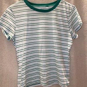 simple green and white striped t shirt